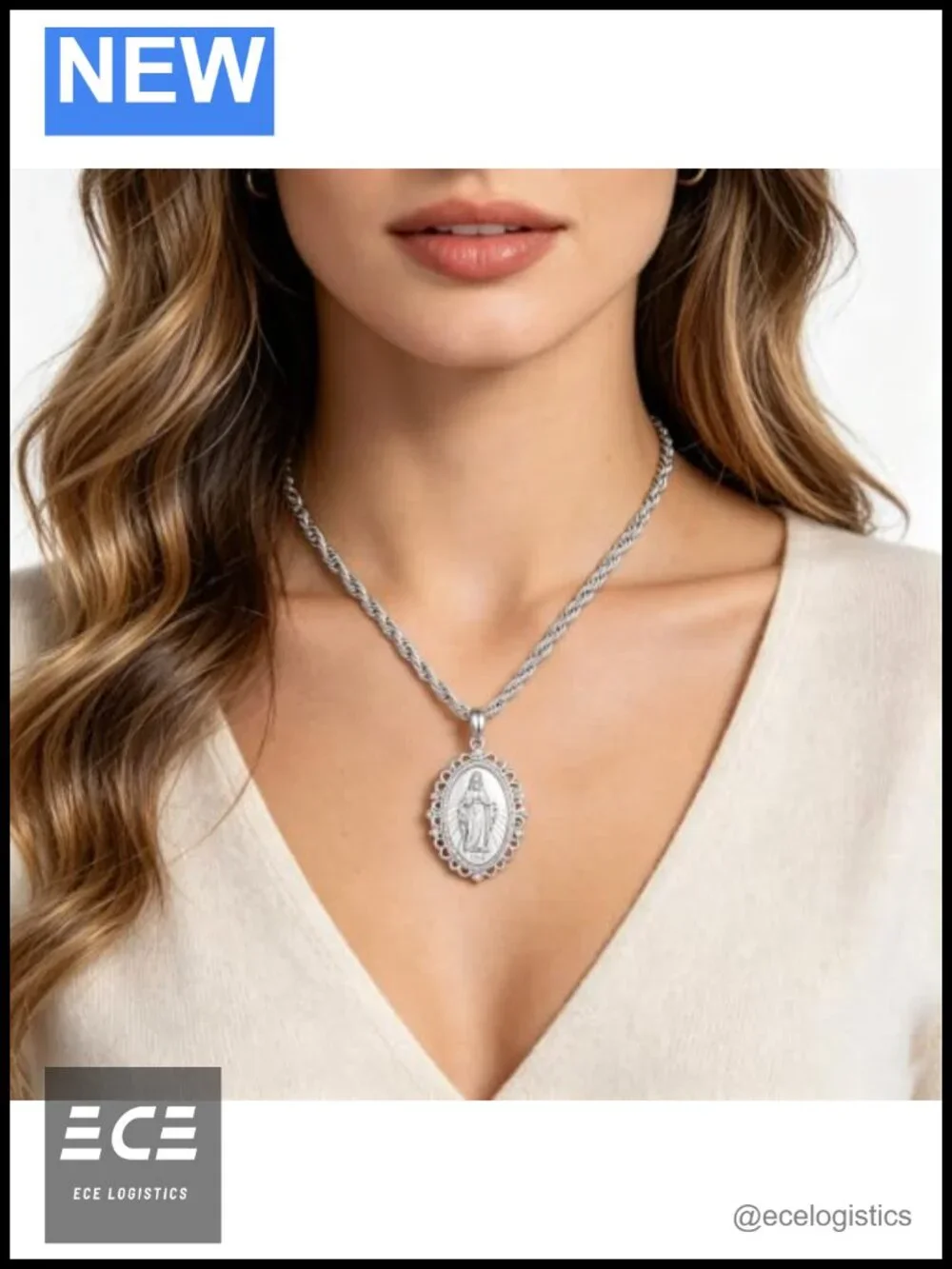 Virgin Mary Medal Pendant Necklace Catholic Religious Jewelry